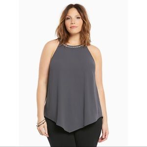 Torrid Embellished Neck Crepe Tank Top Size 4